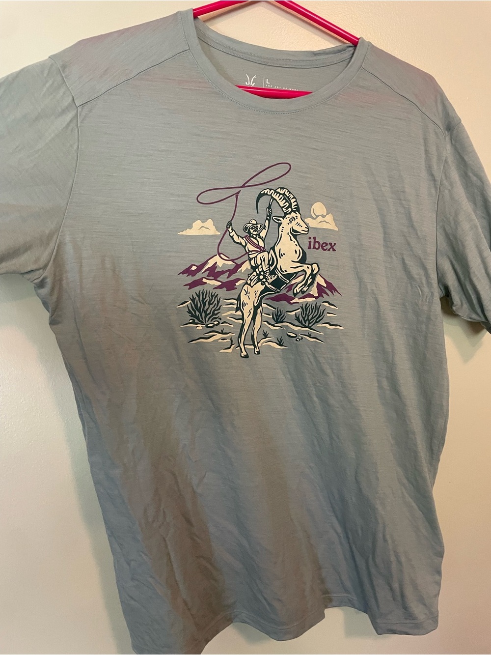 ibex Men's Art of Wool Graphic Short Sleeve Tee with Purple Goatboy Accent